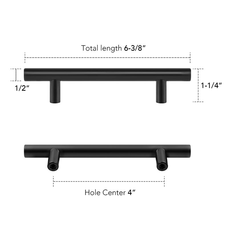 HomeExpert Home Expert 5 Pack 4 Inch Black Cabinet Handles Matte Black Cabinet Pulls Black Dresser Drawer Pulls Stainless Steel Kitchen Cabinet Handles Matte Black 6-3/8 Inch Overall Length - Image 3